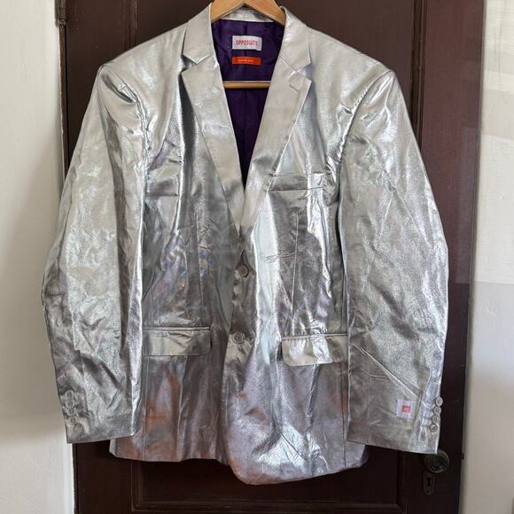 OppoSuits Other - OPPOSUITS | Shiny Silver Blazer Jacket Suit Jacket | 46 XL Novelty blazer